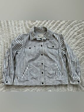 Vintage Lauren by Ralph Lauren Oversized Denim Jacket in Navy and White Stripes